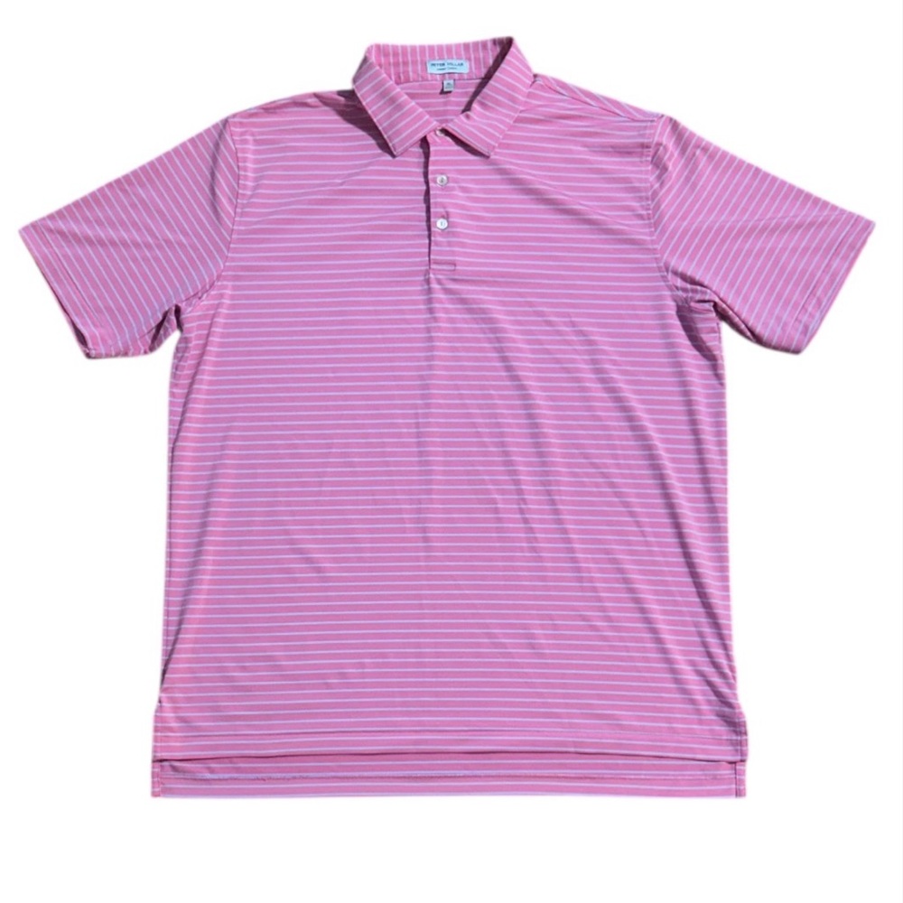 PETER MILLAR Pink Striped Polo Shirt